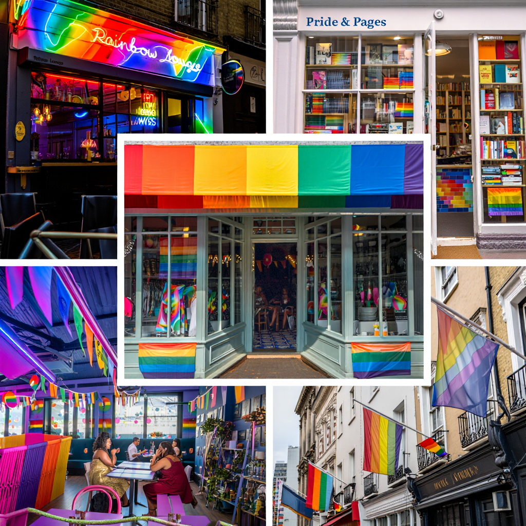 Historia collage de negocios lgbtq+ actuales de diferentes ciudades pride chic panamá