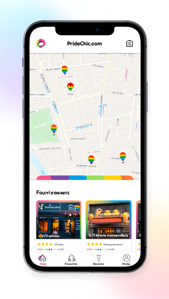 Historia pantalla de móvil mostrando la app sitio pridechic